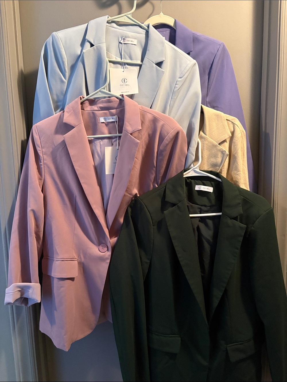 Lot of 5 Women's Blazer Set in Pink, Light Blue, Lavender, Beige and Green